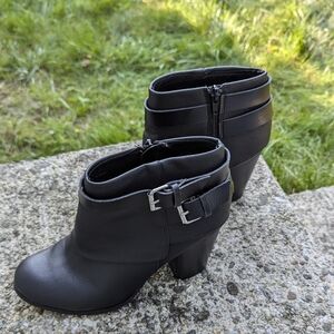 Madden Girl Black Ankle Boots with Buckle Detail